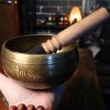 Tibetan Singing Bowl - Hand Hand Hammered Dorje Etched Hand - Image 4