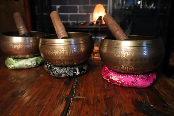Tibetan Singing Bowl - Hand Hand Hammered Dorje Etched Hand - Image 6