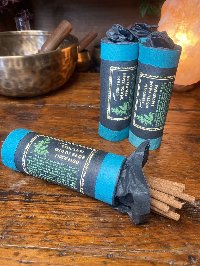 ANCIENT TIBETAN WHITE SAGE INCENSE WITH HOLDER - Image 2