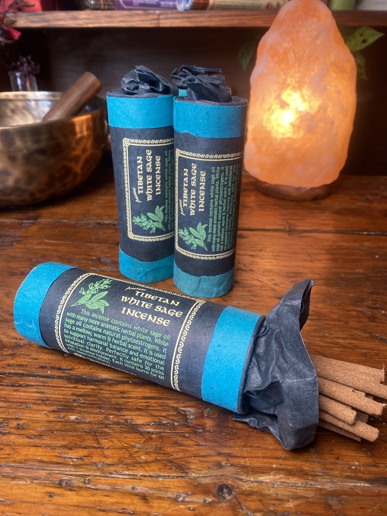 ANCIENT TIBETAN WHITE SAGE INCENSE WITH HOLDER - Image 3
